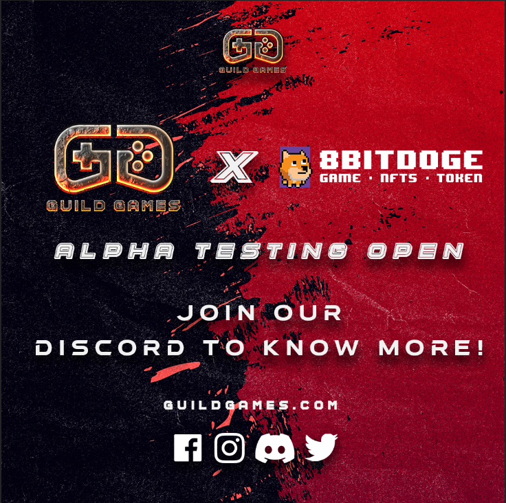 📢 Hello Guild Games Community 📢

🎮8Bit Doge is a BSC-based arcade game, with a nostalgic feel that gives players a challenging play-to-earn gaming experience. 🎮

🚨 Join us on discord for alpha testing and get a chance for scholarships! 🚨

🔗 discord.gg/guildgames
