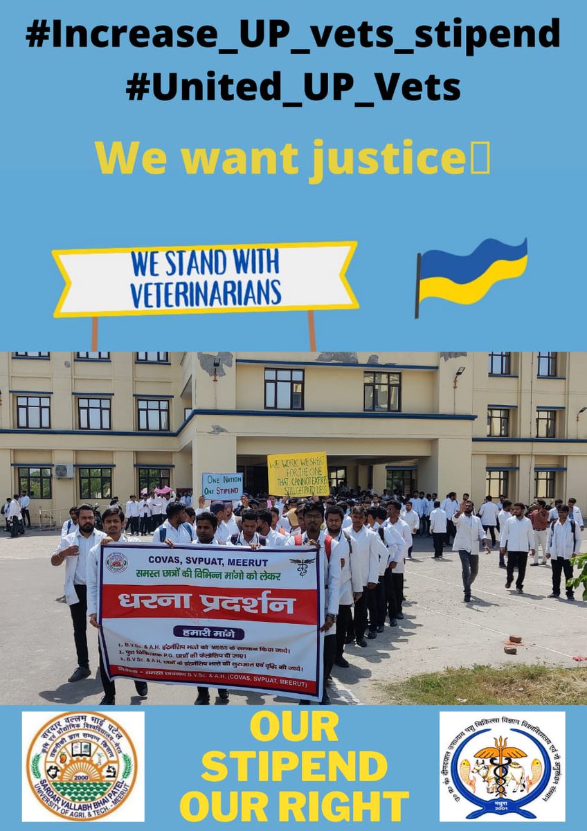 सफेद कोट की शांति 
अब लाएगी क्रांति।
#Increase_UP_vets_stipend
#Duvasu_Vet_Stipend
#SVPUAT_Meerut 
<a href="/dharampalbjpmla/">Dharampal Singh</a> 
<a href="/myogiadityanath/">Yogi Adityanath</a> <a href="/PMOIndia/">PMO India</a> <a href="/presidentVCI/">Dr. Umesh C Sharma</a>  <a href="/drsanjeevbalyan/">Dr. Sanjeev Balyan</a> <a href="/rakesh22440/">Dr R K Shukla</a> @dmmathura7512 <a href="/ptshrikant/">Shrikant Sharma</a>  <a href="/Chirantan200/">Dr.Chirantan Kadian</a> <a href="/News18UP/">News18 Uttar Pradesh</a> <a href="/WeUttarPradesh/">UttarPradesh.ORG News</a> <a href="/ANINewsUP/">ANI UP/Uttarakhand</a> <a href="/Ukm24News/">UKM24 NEWS CHANNEL</a>