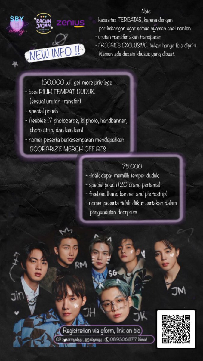 armysbyy's tweet photo. NEW INFO FOR ARMY SURABAYA !! 💜

cari NOBAR PTD LAS VEGAS?🤸‍♂️

✅EMAS UBS BT21
✅doorprize MERCH OFF BTS
✅LUCKY DRAW unoff
✅FREEBIES

LINK GFORM
https://t.co/m6PXyEItTm

HTM
1. VIP : Rp. 150.000
2. Reguler : Rp. 75.000

Sponsor
@racun_jajan @zeniuseducation 

zonaba bts wts https://t.co/22VVVmmiPV