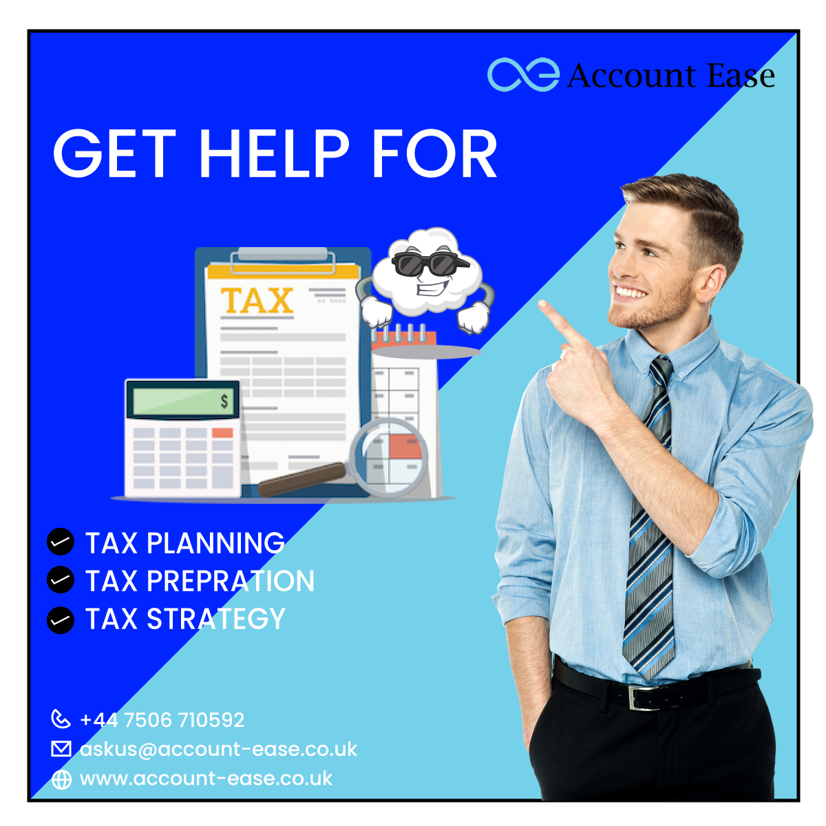 AccountEase's tweet photo. Having trouble with your taxes? Fear not - at Account-Ease, we help you plan and manage your taxes better. Contact us today and learn more about how you can save money on your taxes.
askus@account-ease.co.uk
+44 7506 71059
https://t.co/oaDWbDtuEa
#Accountease #Taxadvisorsinlondon https://t.co/lC7jEKMXjr