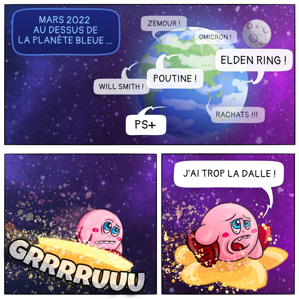 _JuDarK's tweet photo. Petit remaster de ma BD Du 28 Mars sur Nintendo-Master #KirbyandtheForgottenLand #kirby #Nintendo #NintendoSwitch #videogames #art #earth #bd #humour #clipstudiopaint #xppen #xppenartistpro22 #comics #france #montpellier #nintendomaster #cartoonmaster https://t.co/LEJn2Kq3Ws