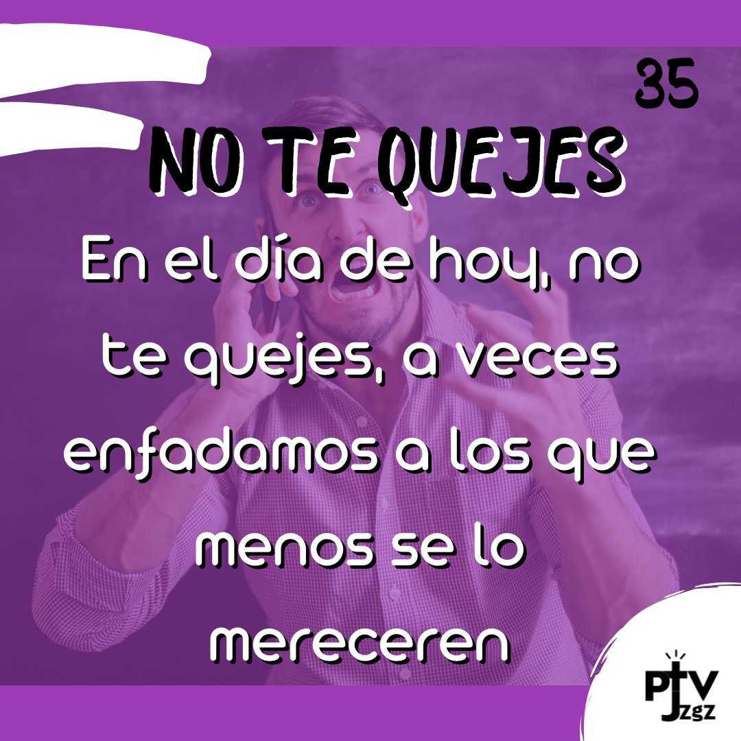 Trigésimo Quinto

Hoy os animamos, a no quejaros.
A veces pagamos el plato roto con los que más cerca tenemos y a los que más queremos.

ADELANTE