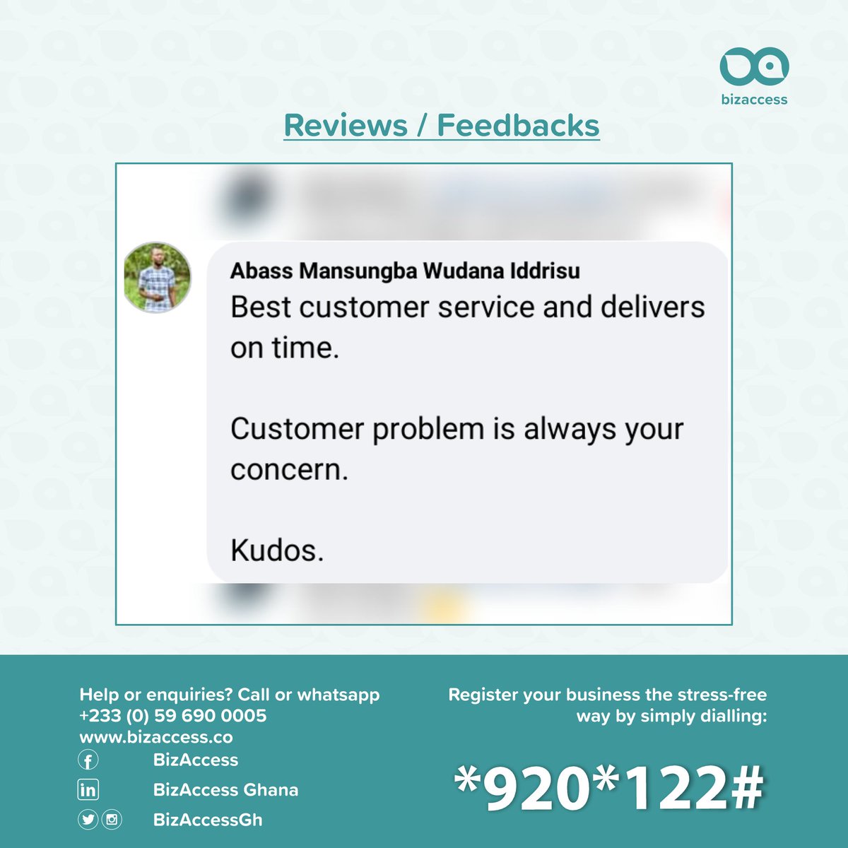 Thank you Sir,

We're here to serve you... And we do it with a smile. Thanks for choosing us

#bizaccess
#customersatisfaction 
#customerreviews 
#happycustomer 
#happycustomersmakeushappy