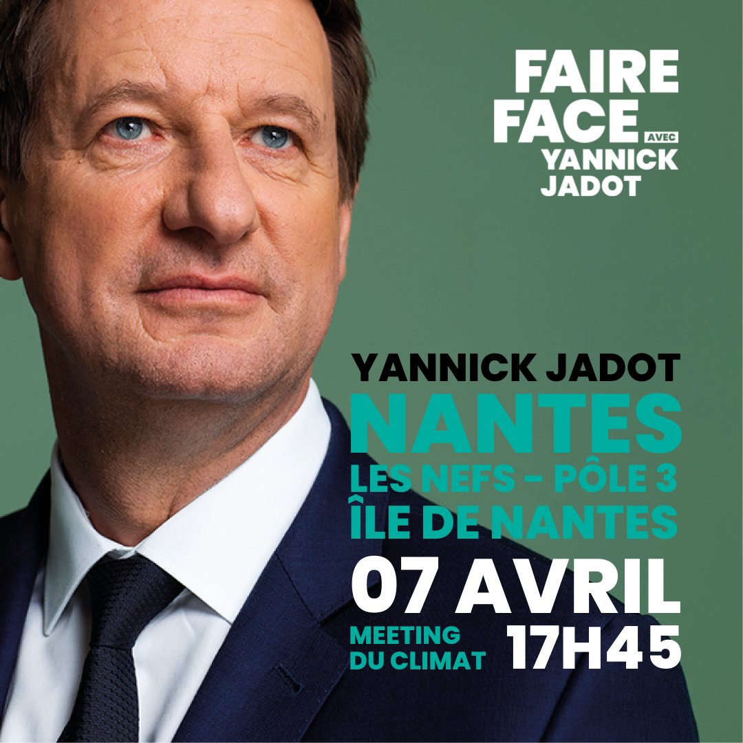 Ce jeudi, je tiens un grand meeting du climat à Nantes ! 

Soyez nombreuses et nombreux aux Nefs-Pôle 3 dès 17h45 pour l'écologie et la justice sociale !

meetingclimat.jadot2022.fr

#FaireFace