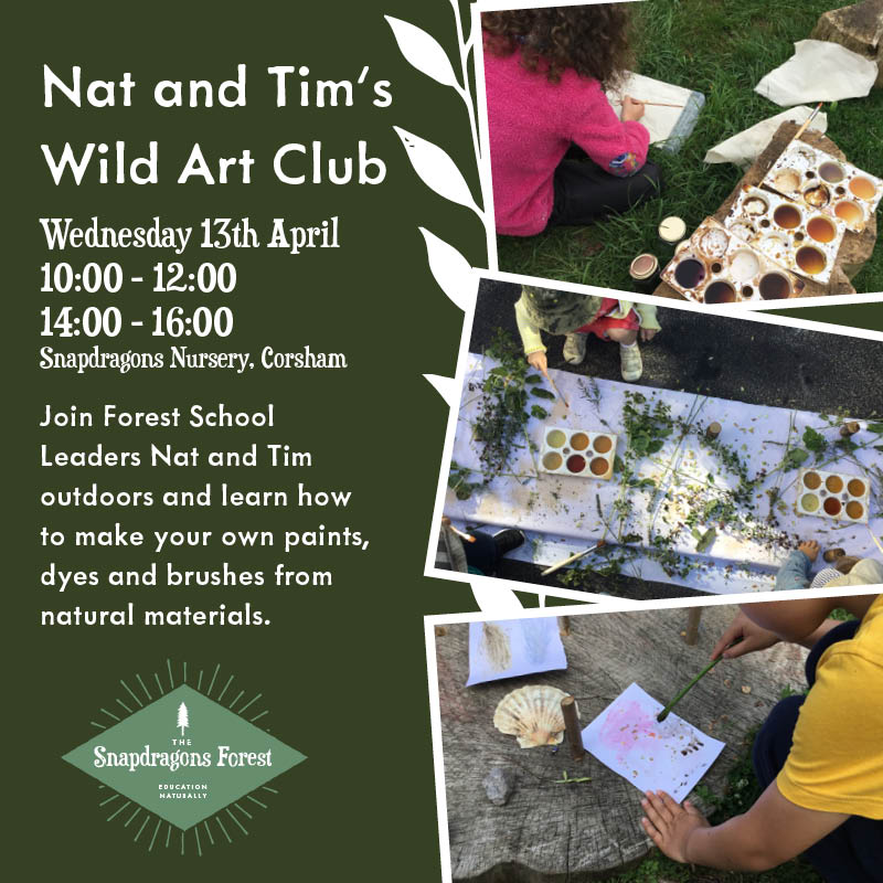 Come and join us on a Wild Art Adventure with your child! Sign up at the nursery to grab your slot #outdoorlearning #corsham #corshamparents #parentandchild #learningtogether #artinspiration
