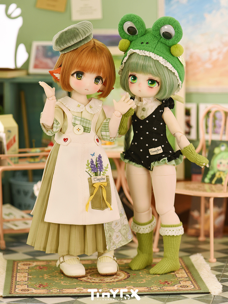 tinyfox 狐狐神 小青呱(カエル)2体セット 公式超安い ハンドメイド