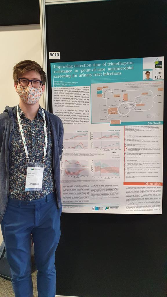 LangridgeLab's tweet photo. Our Cailean Carter is excited to share his work later @MicrobioSoc #microbio22 in the main hall (B010). Here he will be presenting his #metabolic approach to improving detection time of #trimethoprim resistance in point-of-care antimicrobial screening of #UTIs. https://t.co/nHgd6kzmhb