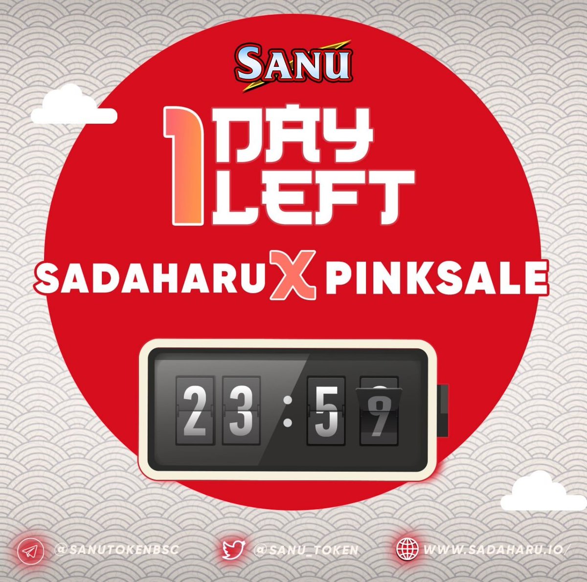 🔥REMIND WE HAVE A DATE ON #PINKSALE IN 24 HOURS🔥

👉Meet us at this link:
pinksale.finance/#/launchpad/0x… 

⏰Don't be late as the party starts at 9:00 UTC, 7th Apr 2022.

❗️ Belt up and be careful with fake links and scam
🏃‍♀️ Time waits for no man! Guess who will be the first #SANU