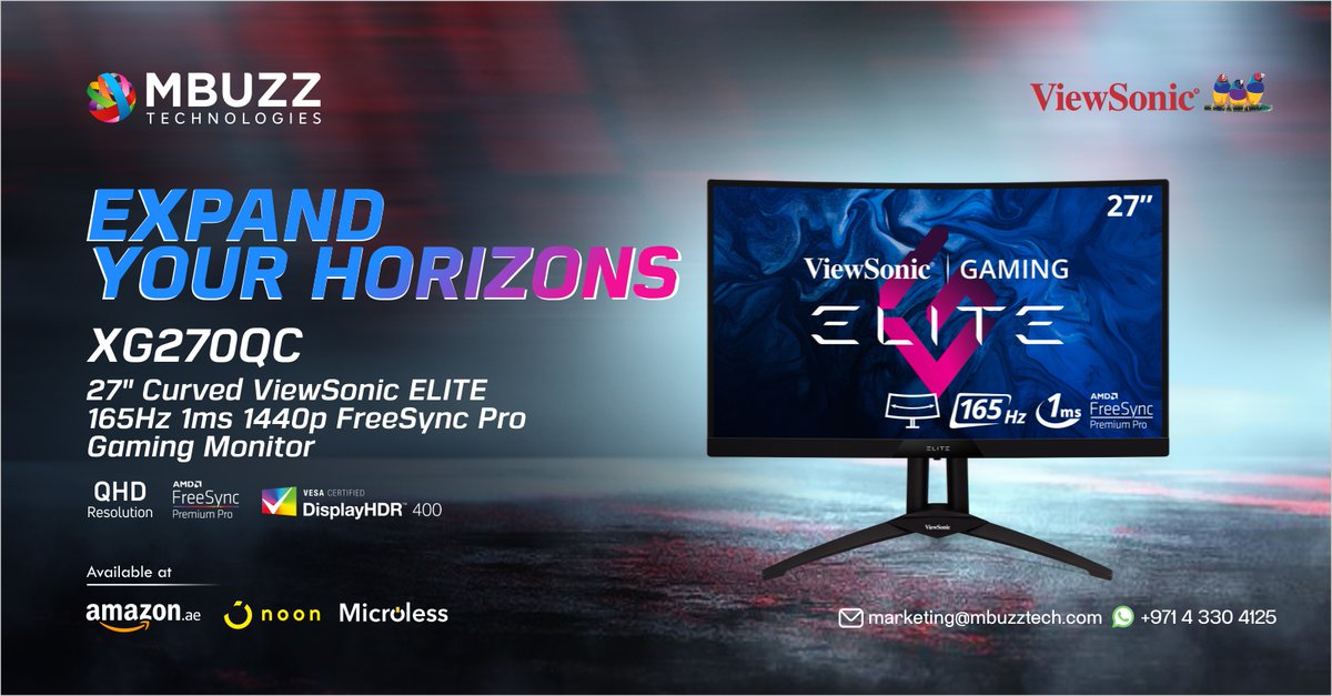 MBUZZTech's tweet photo. Viewsonic Elite XG270Q Premium Pro Gaming Curved 27"Monitor
Buy Now: Amazon
https://t.co/Ewmu5JExso
For Enquiries
WApp : https://t.co/qstEMd9Ns9
Email: marketing@mbuzztech.com
.
.
#ViewSonic #GamingMonitor #CurvedMonitor #XG2705 #RGBMonitor #GamingExperience https://t.co/lksIYThDt2
