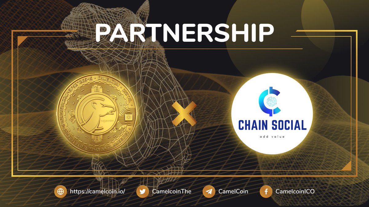 CamelcoinThe's tweet photo. PARTNERSHIP ANNOUNCEMENT
We proudly announce that ChainSocial is now our Strategic Partner!
Congratulations on our partnership!
#Camelcoin #ChainSocial #partnership #DeFi #DEX #crypto #altcoins #marketplace #trading #cryptocurrency #finance #NFT #CML https://t.co/0ykIjk65hS