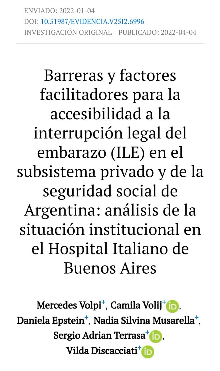 CVolij's tweet photo. Finalmente salió publicado este trabajo que hicimos sobre ILE en el ámbito del HIBA antes de que saliera la lay en diciembre 2020. 
@mercedes_volpi @vildisca @SergioTerrasa @nadichusm Daniela Epstein 
https://t.co/NViZLrA8PN https://t.co/hPv9G47Yr9