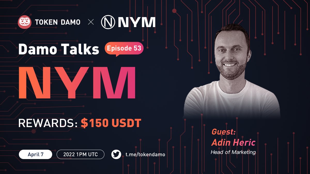 crypto3view's tweet photo. #DamoTalks Episode 53 #AMA with 
@nymproject
 
 will be held @ https://t.co/og8R9xBs3W 

⏰1PM UTC, April 7
🎊10 Winners Share $100
(50u has been put into the prize pool）
👉Join here: https://t.co/E0VigPBgbr
Note🏹
RT🔁+Like💗+Hashtags"#DamoTalks" with your questions in comments https://t.co/uZdSyrgogs