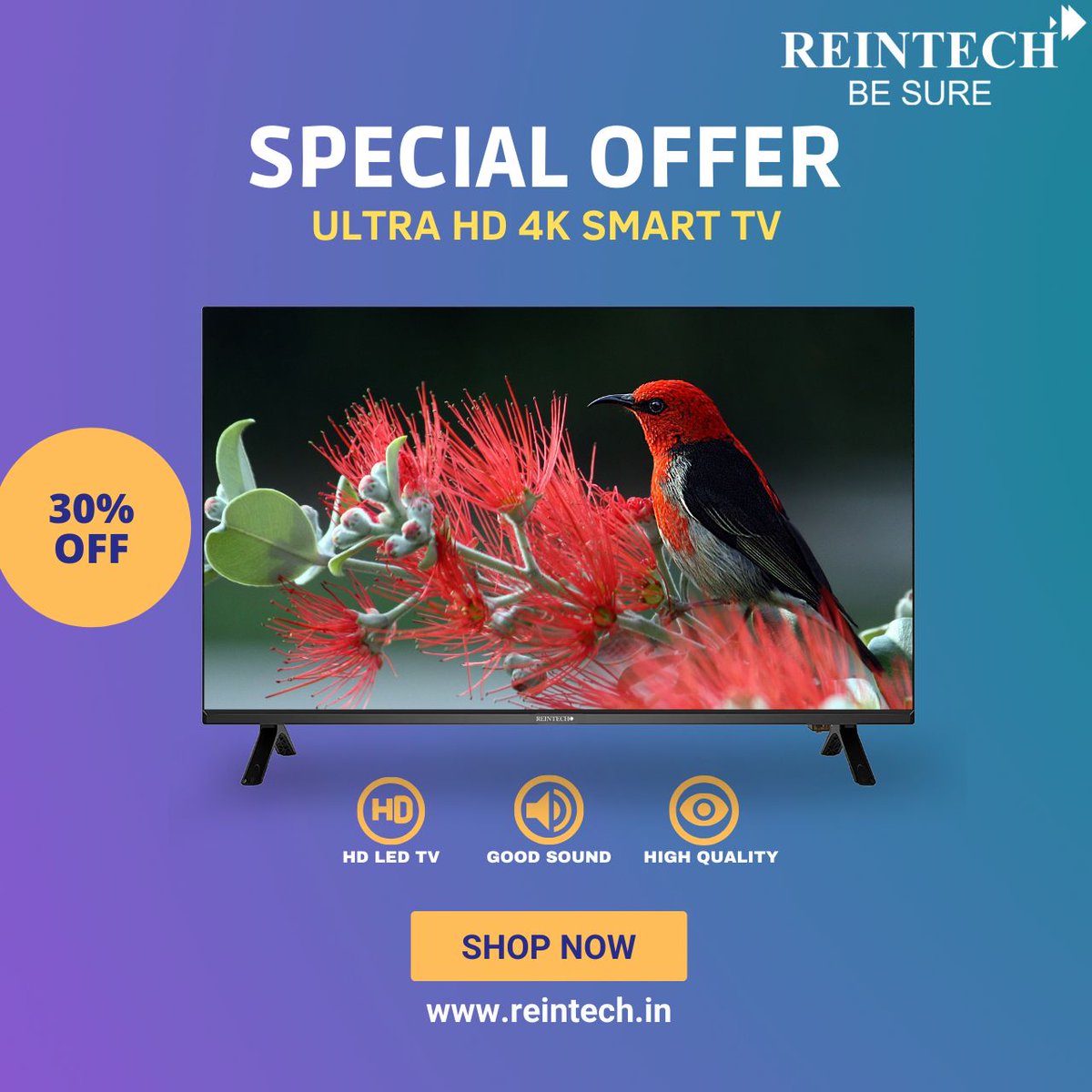 ReintechPvtLtd's tweet photo. Choose from a wide range of #4k Ultra HD TV online in India and get the best offers only at #Reintech
Experience extraordinary #pictureclarity with outstanding #soundquality and premium design.
Visit- https://t.co/N2eWGYc959
#HDLEDTV #HIGHQUALITY #LEDTV #SMARTTV #4KTV #UHDTV https://t.co/Tl0Sa5TzmU