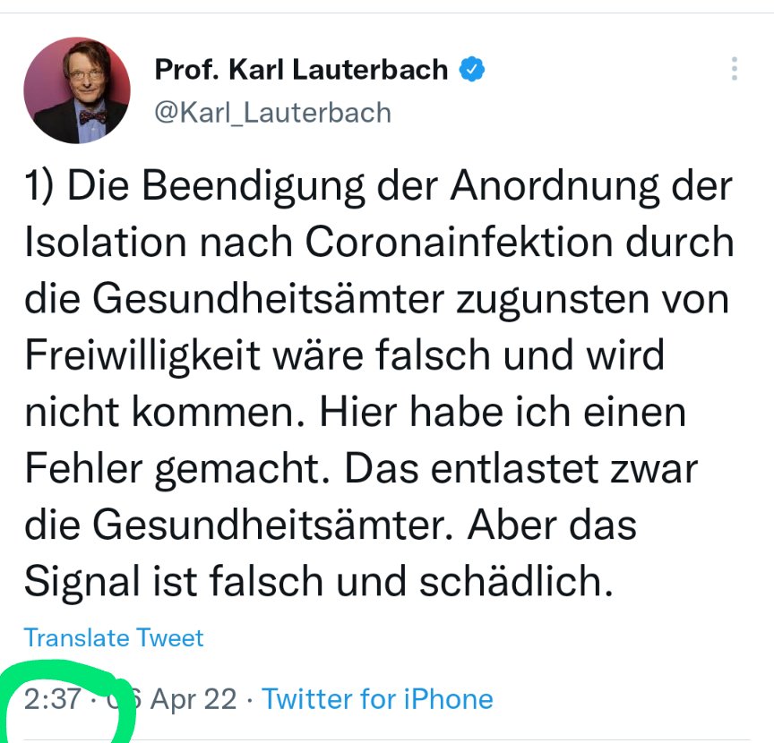 Keine Ahnung, ich würd mir ja einfach wünschen, dass der Gesundheitsminister nicht irgendwelche Entscheidungen nachts um halb drei auf Twitter zurückruft aber nunja.