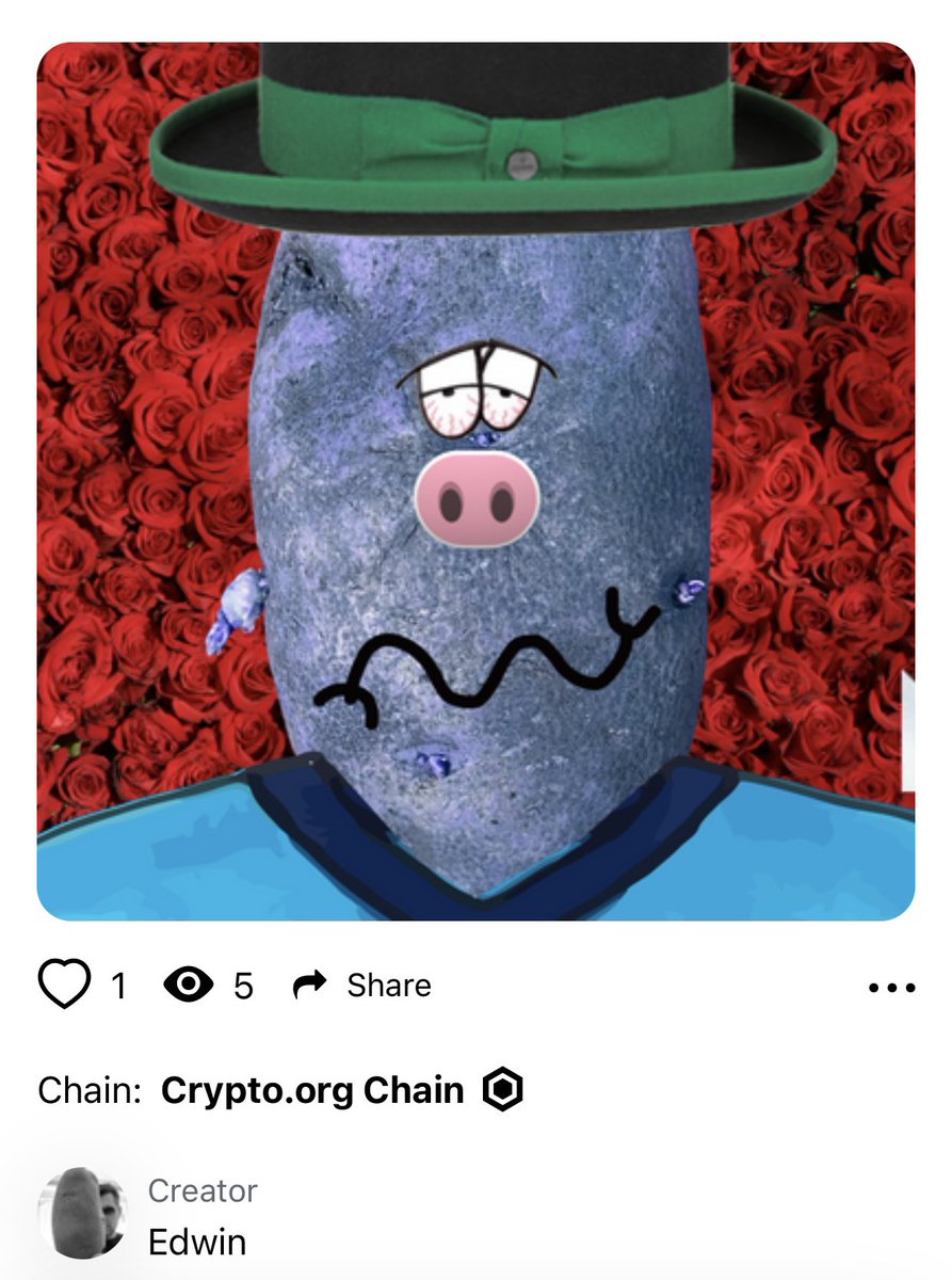 Gio_NFTsss's tweet photo. My rarest POTATO!! 2 properties 1% #1601 Potato Human by Edwin at https://t.co/2VfqgzVYHw NFT! #UnclePotatoes #edwinart @cryptocomnft
@CroFamNFT https://t.co/tFOtOQ0CIF https://t.co/g9IYsLKXNZ