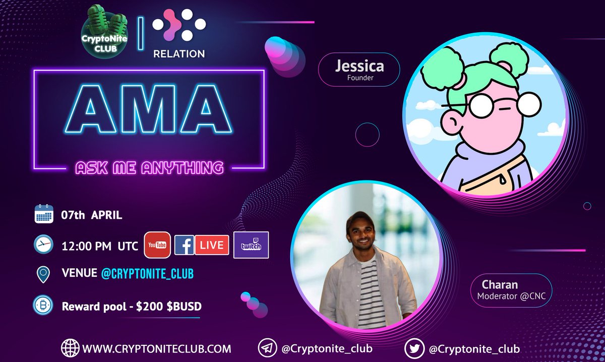 Cryptonite_club's tweet photo. Next AMA ! #Relation
 
🌟 200$ Reward Pool

📆 07th April at ⏰ 12:00 PM UTC
📍 https://t.co/3OsEO4sqnN

📑 To Enter

✅ Like RT Follow @Cryptonite_club @relationlabs

✅ Leave questions with these hashtags [#AMA #CNC #Relation]

✅ Tag friends
 
✅ Join - https://t.co/ONyP4zmMUj https://t.co/UwvZJFiTLb