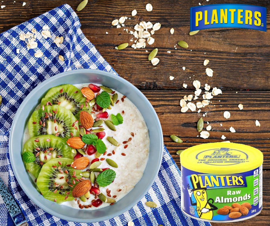 planterscanada's tweet photo. #PlantersAlmonds is a great addition to your oats, cereal, and granola, for a healthier and nuttier meal. 

#TGIF #PlantersNuts #PlantersCanada https://t.co/zeXdTZsJba