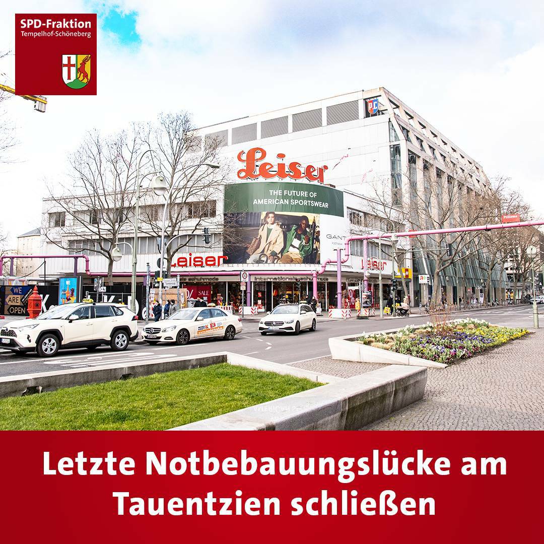 Die SPD-Fraktion fordert dass das BA auf den Grundstücks-Eigentümer des Grundstücks Tauentzien 20 zugeht, um zu klären, ob das Gebäude durch ein höheres, der städtebaulichen Gesamtsituation der Tauentzienstr. angemesseneres Gebäude ersetzt werden kann.

ow.ly/IWO730sgEJl