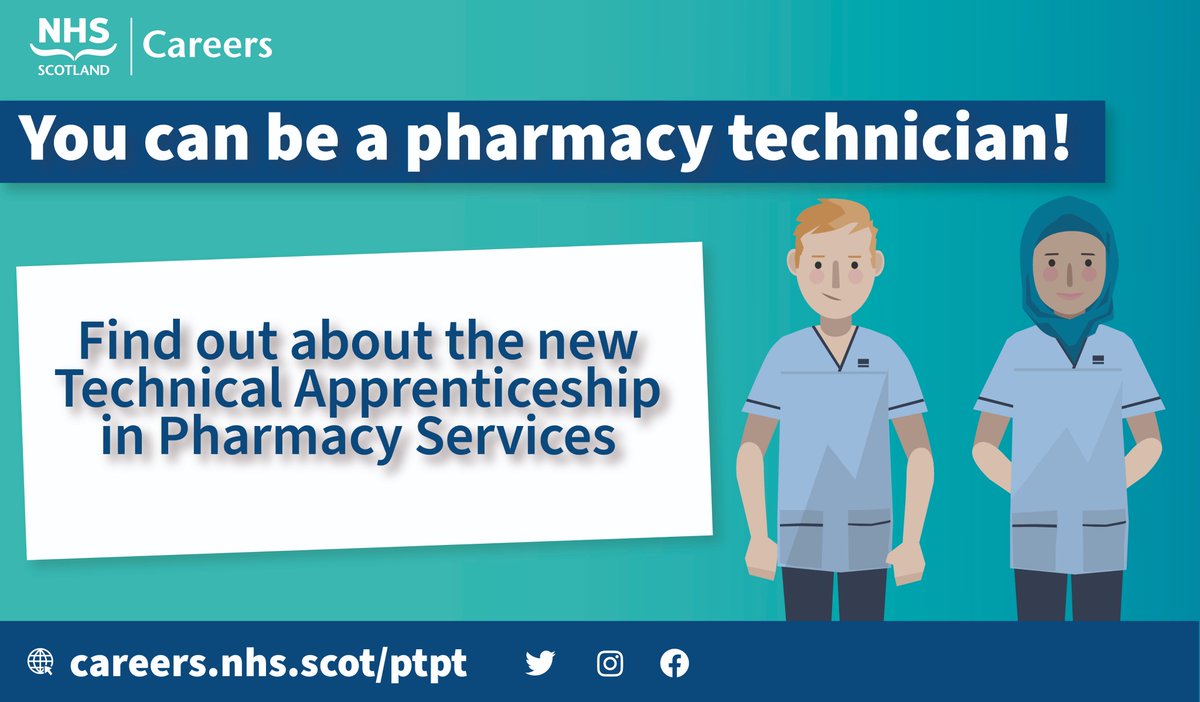 📢You can be a pharmacy technician! 

Pharmacy technicians are pharmacy professionals who help people make the most of their medicines. 

Find out about the new Technical Apprenticeship in Pharmacy Services 🔗 careers.nhs.scot/ptpt

#PharmacyCareers #NHSScotlandCareers