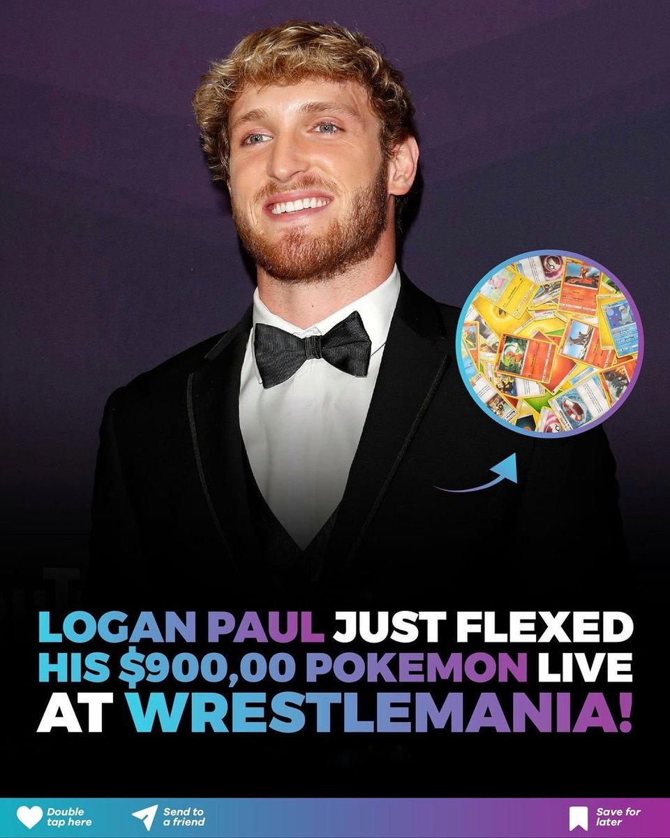 DimaViper11's tweet photo. Logan Paul just flexed his $900,00 pokemon live at wrestlemania.
Follow me please.

#NFTWorlds #NFTCommuntiy #NFTs #NFT #NFTProject #NFTProject #Cryptocom #cryptocurrency #Bitcoin #Ethereum https://t.co/6EfRKYNmgN