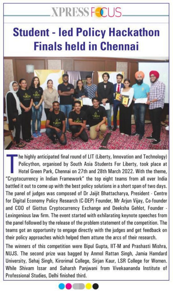 SASFLiberty's tweet photo. The #Liberty #Innovation #Technology (LIT) #Policython is on a media hit streak. Today(06-04-22)  The NewIndian Express' #Chennai edition reported on its city-paper on page 3
Check all LIT Policython media hits here: https://t.co/JvdYYFq9MA
# #BitCoin #CryptoCurrency #cryptoworld https://t.co/gpsIrORK5Y