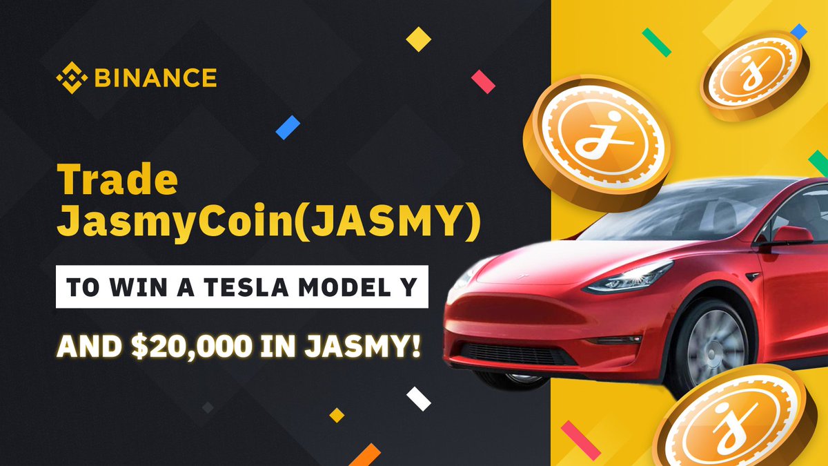 Trade <a href="/JasmyFoundation/">JasmyFoundation</a> $JASMY to win a Tesla Model Y and $20,000 in $JASMY!

➡️ binance.com/en/support/ann…