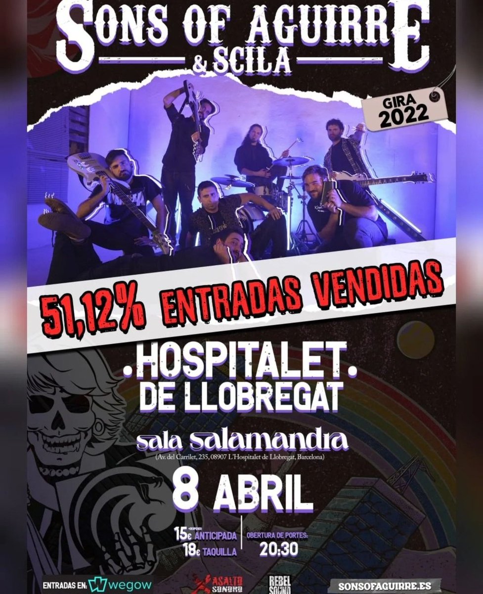 Concert amb SONS OF AGUIRRE &amp; SCILA divendres 8 a L'Hospitalet de Llobregat

📍Salamandra
⏲️20:30h
🎟️15€

#salamandra #lhospitaletdellobregat #concertscatalunya