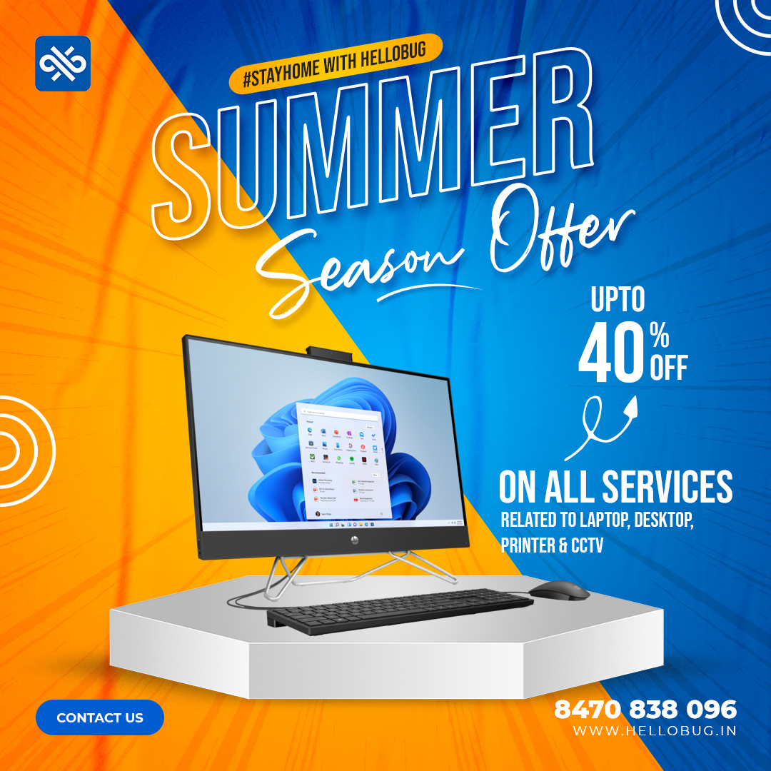 HelloBugVns's tweet photo. #StayHome with Hello Bug
This Summer season avail UPTO 40% OFF on all IT services at your doorstep.

Make a Call Now : +91 8470 838 096
We are one call away to fix your Desktop, Laptop, Printer, Mobile, CCTV and other IT equipment's.

https://t.co/JCUoFr7Dir

#HelloBug https://t.co/RsKaOPosTn