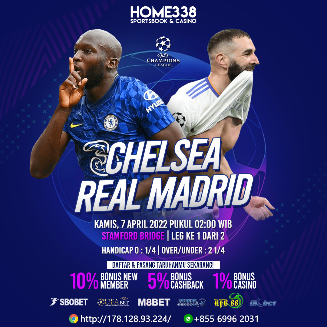 home338com's tweet photo. Chelsea vs Real Madrid
Leg Pertama pada Kamis, 7 April 2022 Pukul 02.00 WIB (Dini Hari)

Pasang Taruhanmu Hanya di HOME338, Karena Menang Berapapun Pasti Dibayar!

Link HOME338 : https://t.co/4Rb956RQCK
#ChampionsLeague #UCL #Chelsea #realmadrid #theblues #halamadrid #Home338 https://t.co/y9zSkALDVb