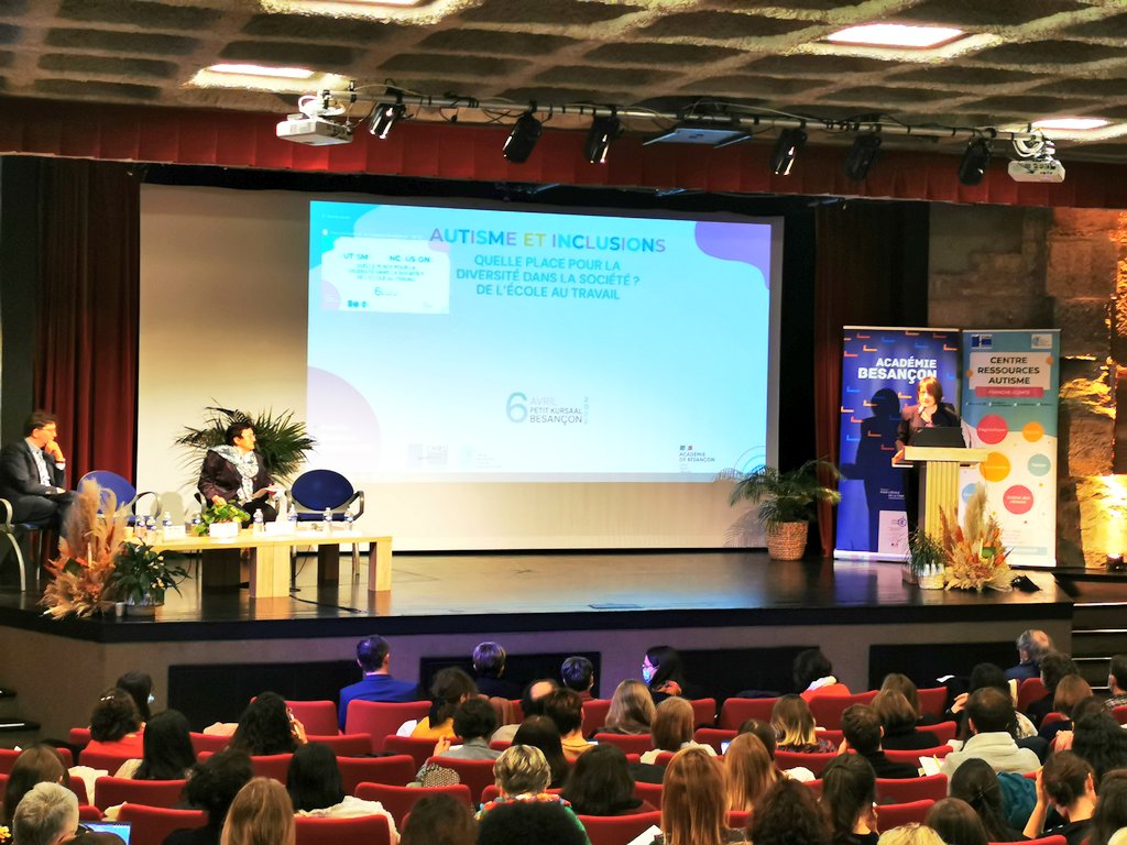 AUTISME &amp; INCLUSIONS
La Rectrice <a href="/RA_BFC/">Région académique Bourgogne-Franche-Comté</a> <a href="/acbesancon/">Académie de Besançon</a> <a href="/NathalieAlber15/">Nathalie Albert-Moretti</a> et le Directeur de l'autonomie <a href="/arsbfc/">ARS BFC</a> Damien Patriat ouvrent la journée d'étude du Centre ressources autisme à Besançon.
"Quelle place pour la diversité dans la société ? De l'école au travail."