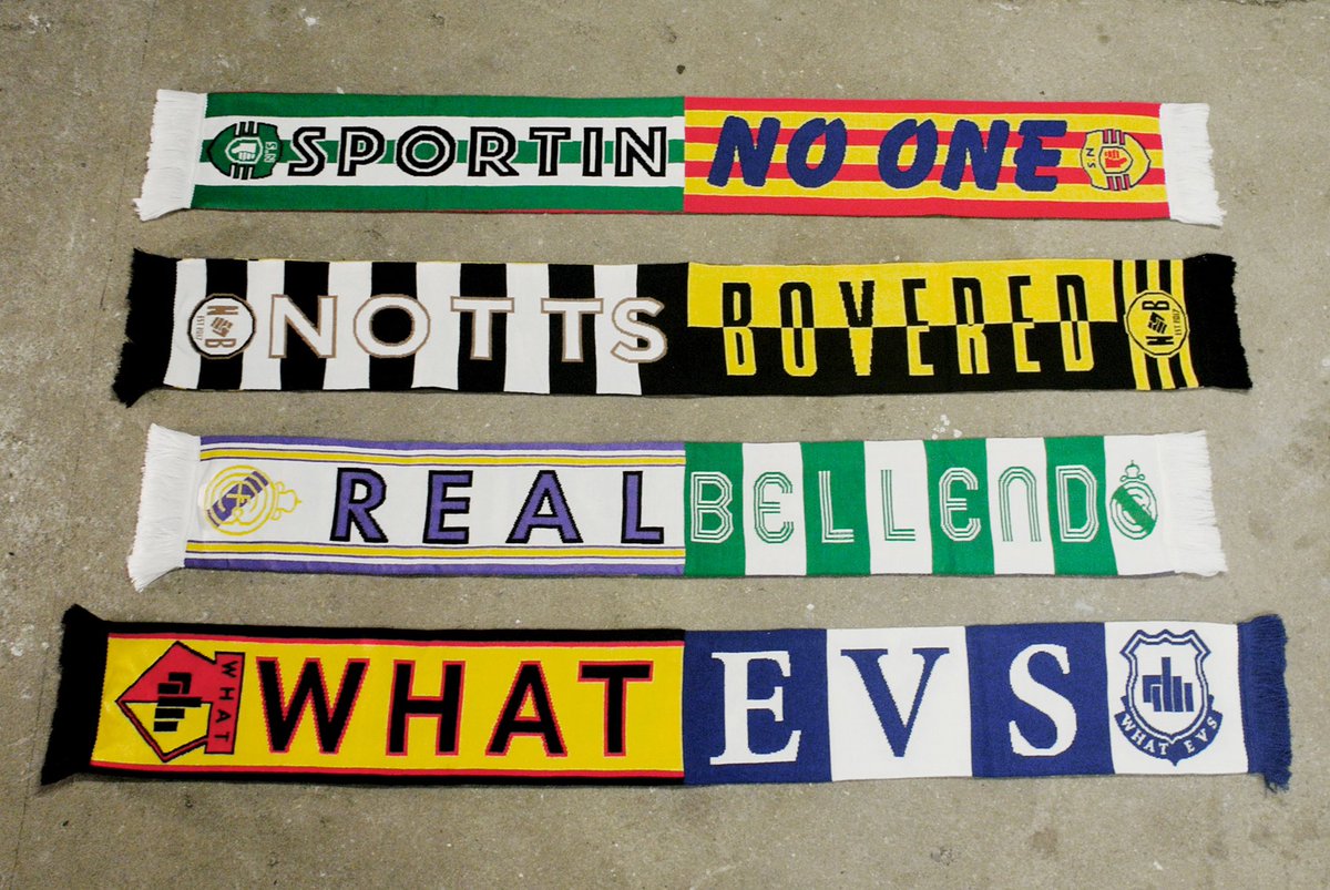 dervnewbold's tweet photo. AVE IT!!! Tonight my #HalfandBarf protest scarves will be exhibited at the @DesignMuseum Chuffed. #footballculture #Design https://t.co/B8t5fIyAA7