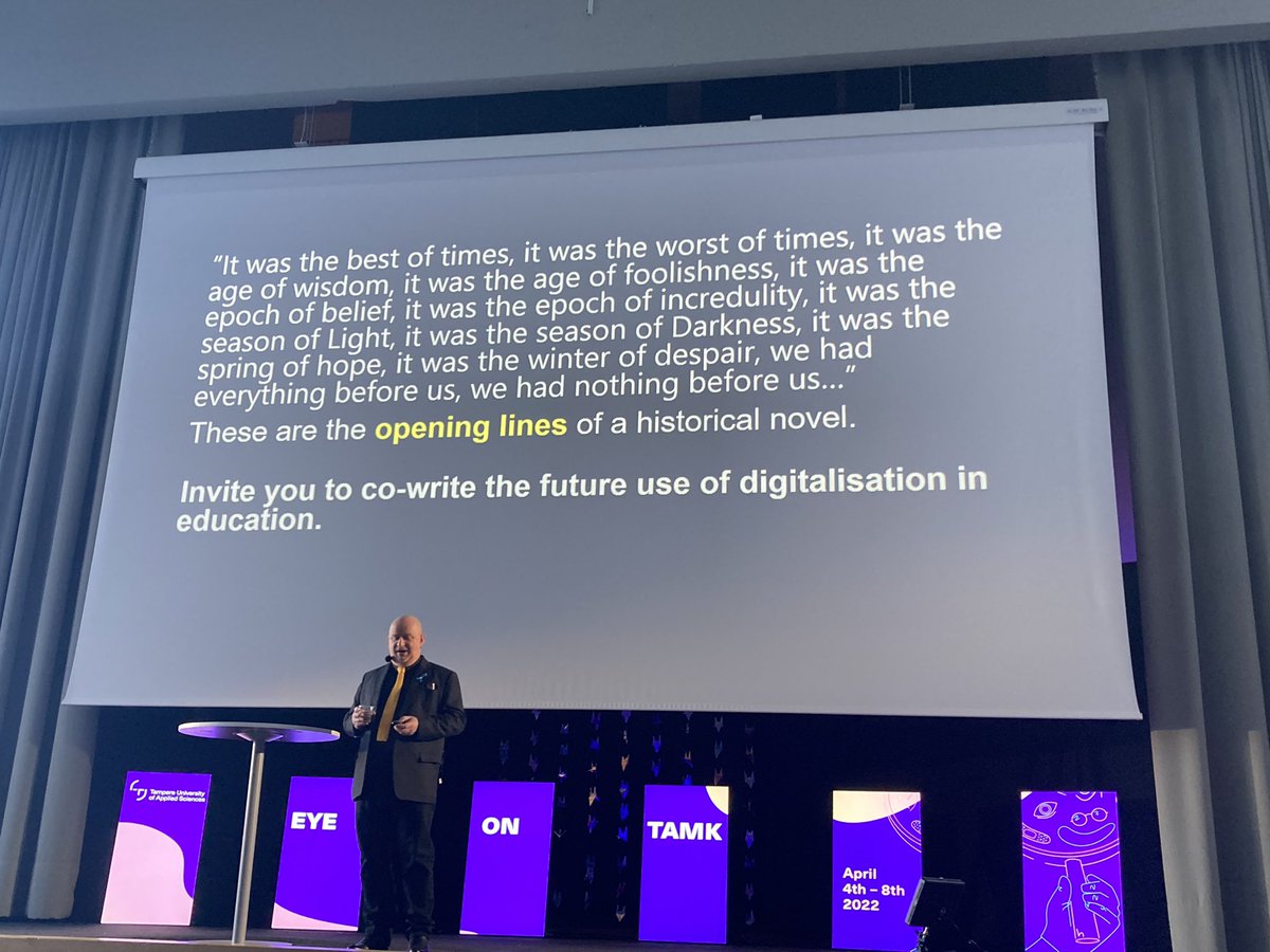 Dickens in a very inspiring keynote about perverse or metaverse by @macurcher #thinkcritical at #eyeontamk #tamk #tamkinternational #internationalweek #RDI