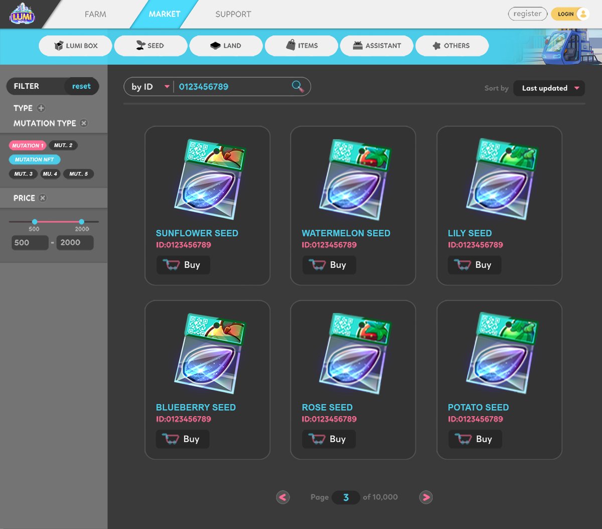 LumiworldGame's tweet photo. WHAT'S INSIDE THE MARKETPLACE?🏪
✅The seeds are purchased through a spin random seedbox at Marketplace. 
🙆‍♀️Moreover, Marketplace has various functions and items. 
Click more: https://t.co/5mqHM9c4hL

#nft #lumiworld #cryptogame #playtoearn #gamefi #metaverse #P2E #nftgame https://t.co/zJ0tJBXZYr