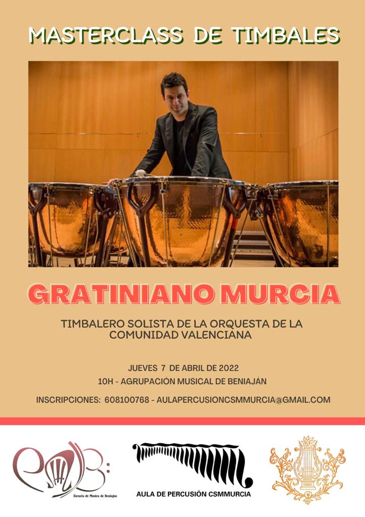 ambeniajan's tweet photo. ¡Nueva Masterclass!
Mañana, 7 de abril, podremos disfrutar de una masterclass de timbales a cargo de Gratiniano Murcia, timbalero solista de la Orquesta de la Comunidad Valenciana.
A partir de las 10h en el Auditorio Sebastián Gálvez de Beniaján. 

¡No te la pierdas!

#AMB https://t.co/i03iVaeiJK