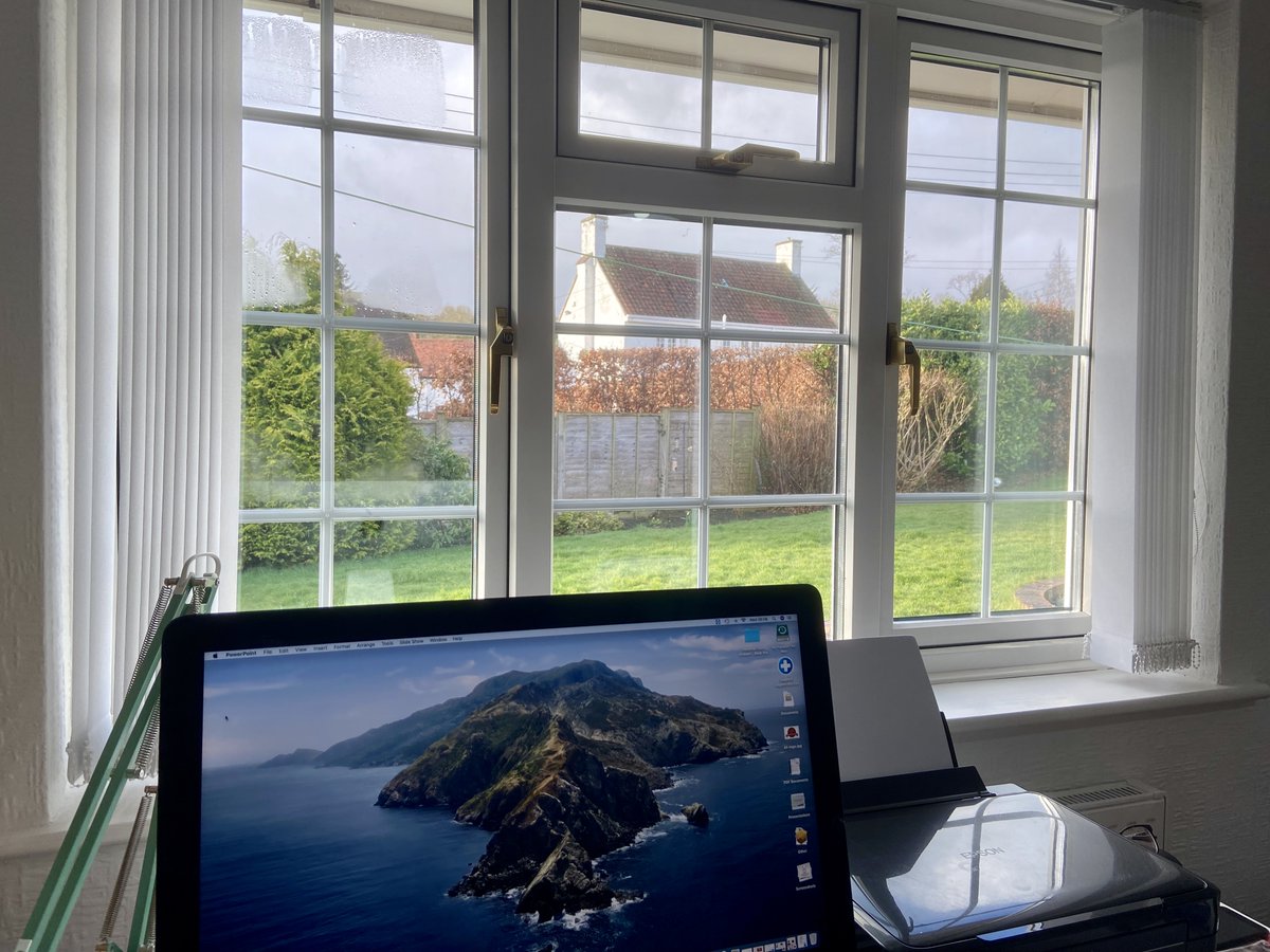SwayedGreyhound's tweet photo. More #onlinedelivery today and although I much prefer #facetofacetraining  and I'm getting a bad back from all this sitting I'm very lucky to have a nice south facing view from my #homeoffice  window. What's your #officeview like? Pictures would be great! https://t.co/G746V6SxPv