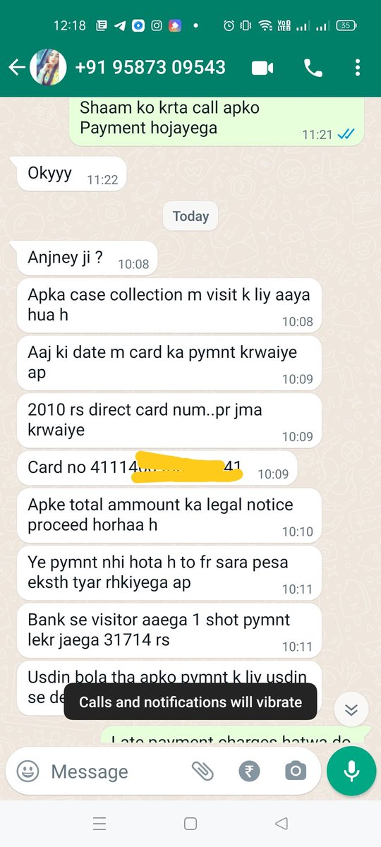 bhardwaj_anjney's tweet photo. @AxisBankSupport @AxisBank  Your credit card employees are harrassing me everyday.
I missed my payment and i just want the late payment fees waiver. https://t.co/S5qTL8JHWa