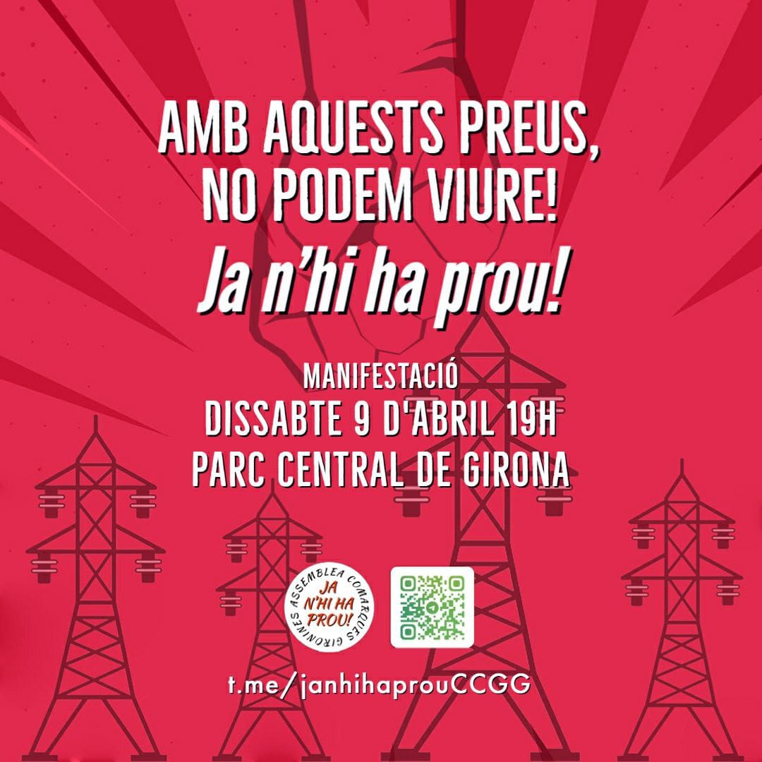 CUPCelra's tweet photo. Dissabte a les 17:30H agafarem el tren a Celrà per anar cap a la manifestació a Girona. Amb aquests preus no podem viure! https://t.co/T7aGEdMfFo