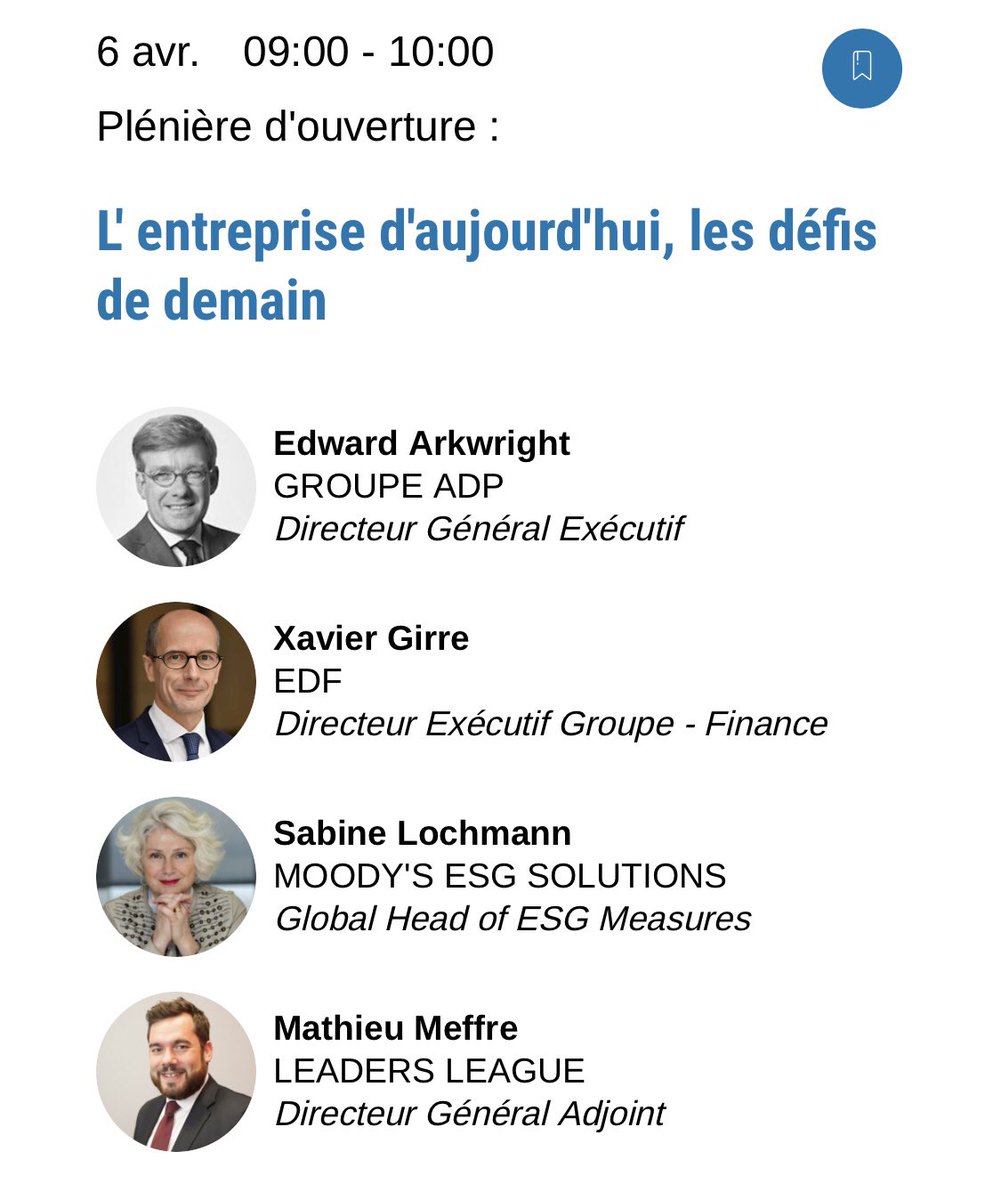 [LIVE] Part 1 • 9h00 - 10h00]  
#SommetDesLeadersDeLaFinance au Pavillon d’Armenonville - Paris 75016 
Plénière d’ouverture 
#GroupeADP #LeadersLeague #Moodys #EDF