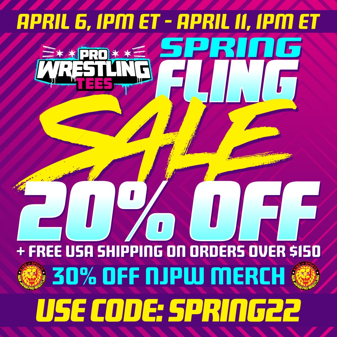 KOTFPod's tweet photo. Pro Wrestling Tees is having a Spring sale and we are happy to be a part of it! Use the code "Spring22" and get 20% off until April 11!
https://t.co/gTf3rV3kbI https://t.co/51AjmV8iUd