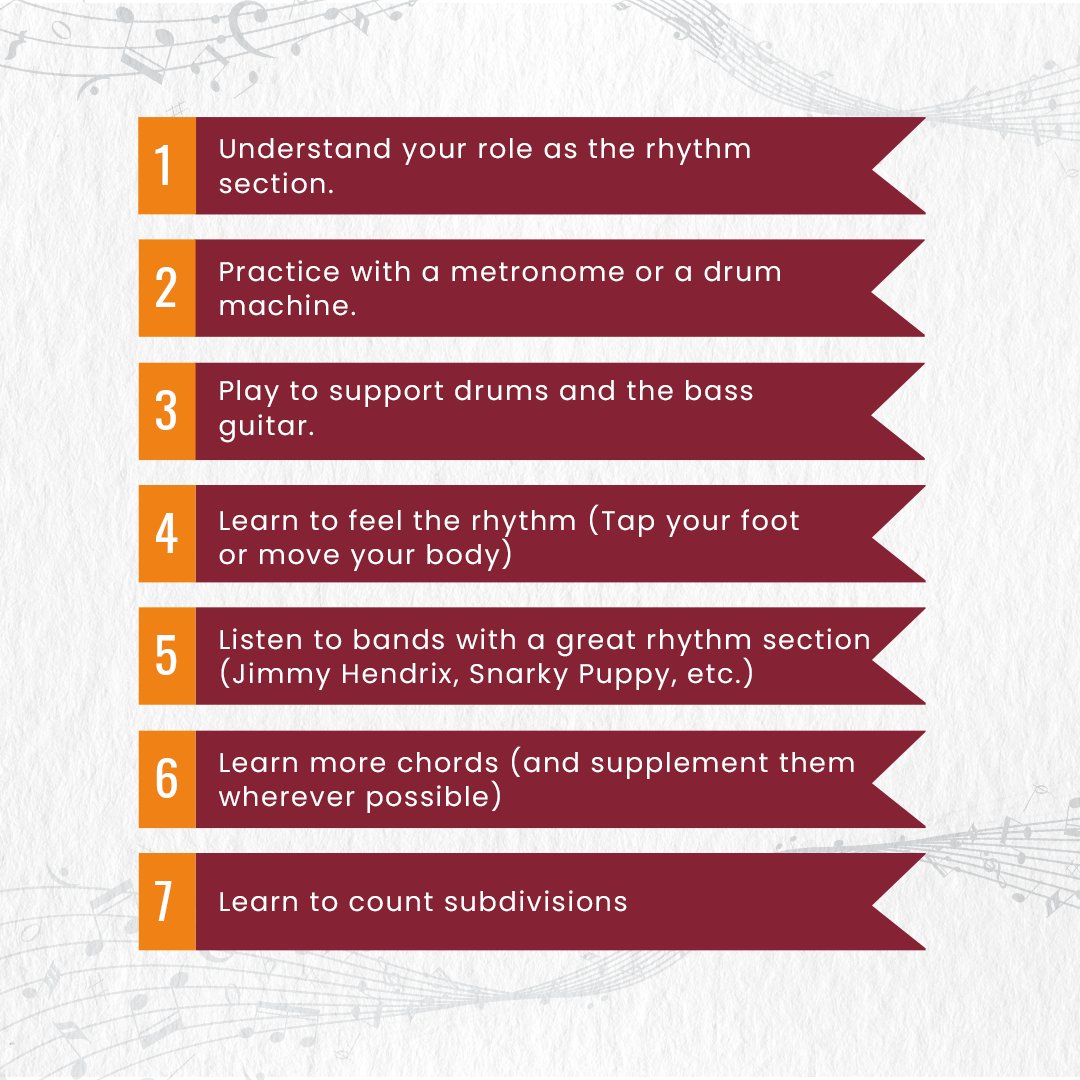 Genrockind's tweet image. Here are 7 practice tips for improving your rhythm and timing.

And if you want to learn, how to do your rhythm better, then you can connect with us.

Contact us to join today. 👇

Mail Us: learning@genrockind.com

👉 Visit: genrocklearning.com

#GenRock #onlinemusicclass