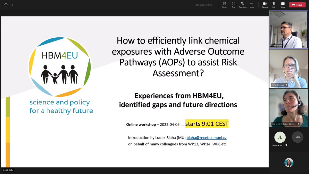 JordinaBT's tweet photo. The @HBM4EU workshop on using AOPs in chemical risk assessment has already started! Much to learn from the experiences and knowledge of the participants!👩🏻‍💻

@TecnATox https://t.co/fwsZe4vsjI