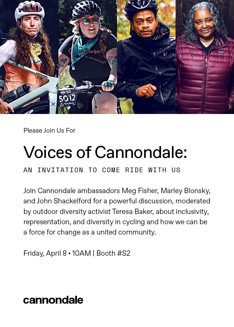 GoMegFisher's tweet photo. Join me, @MarleyBlonsky, &amp; @JohnShackelford w/ moderator Teresa Baker at the Cannondale Tent on Friday, 10am at @SeaOtterClassic. 
@RideCannondale https://t.co/CnKNYbuHcZ