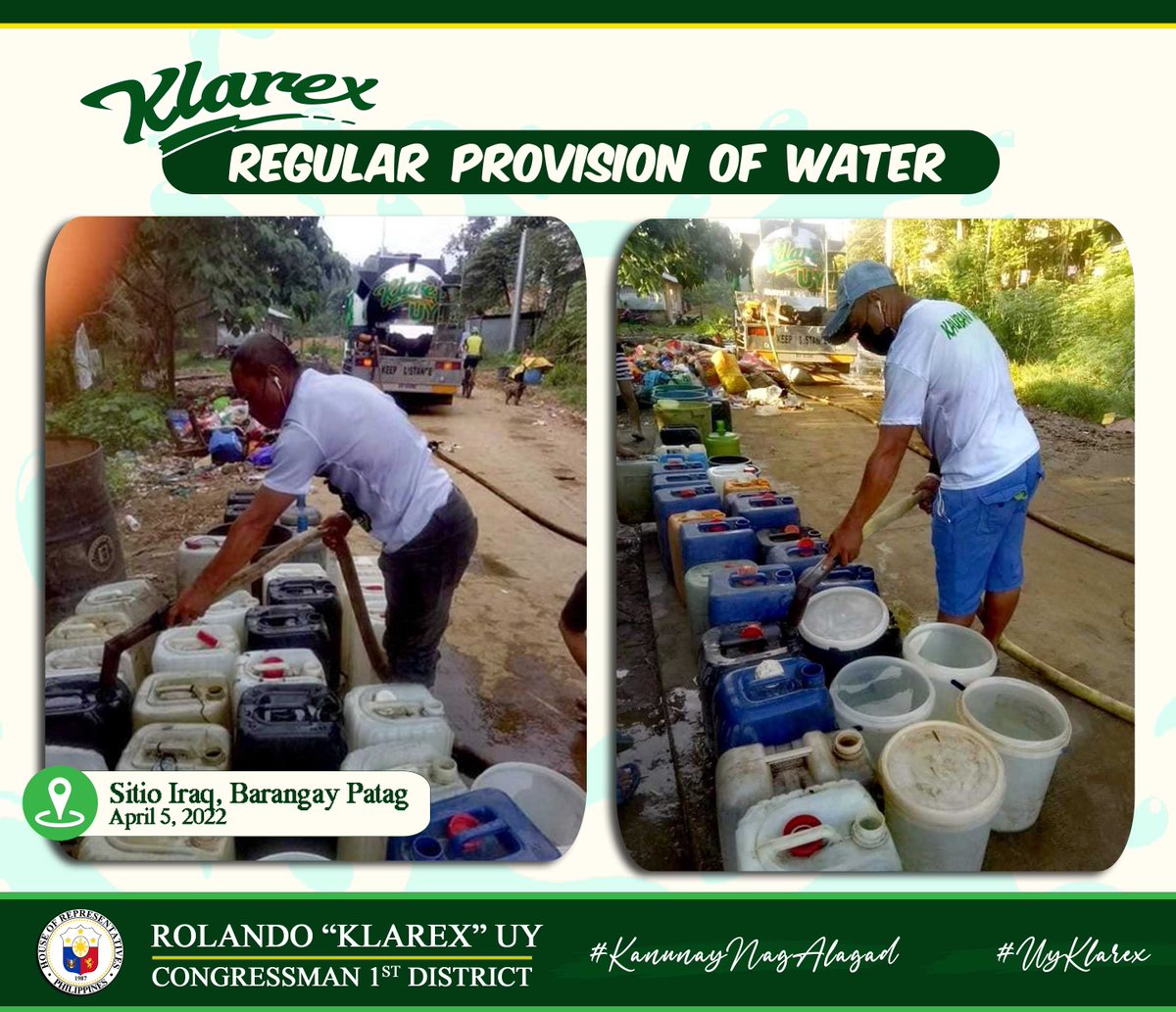 rolandoklarexuy's tweet photo. KLAREX WATER TANKER at Barangay Patag

Please like and follow the page:
https://t.co/NfESldYd9E
#WaterIsLife
#KanunayNagAlagad
#KAUBANtaUY
#KaabagKami
#OneMisOrOneCDO https://t.co/GUiARZdKQA