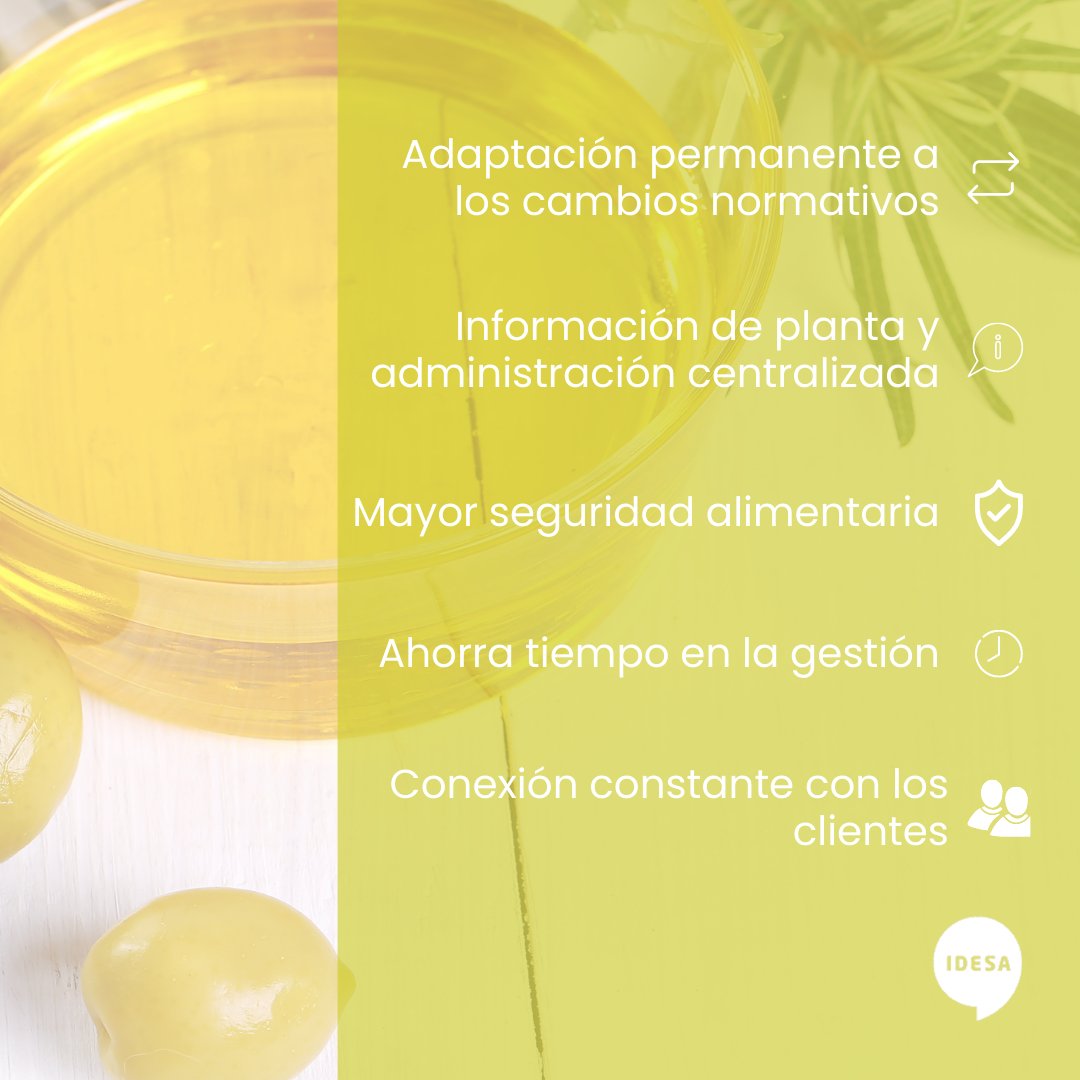 #Conectividad, #innovación y #automatización, tres elementos clave para garantizar el éxito de tu almazara y
envasadora.

¿Conoces los beneficios de Sage 200 Advanced para tu almazara o envasadora? ¡Desliza!

#almazara #idesa #idesagestionempresarial
