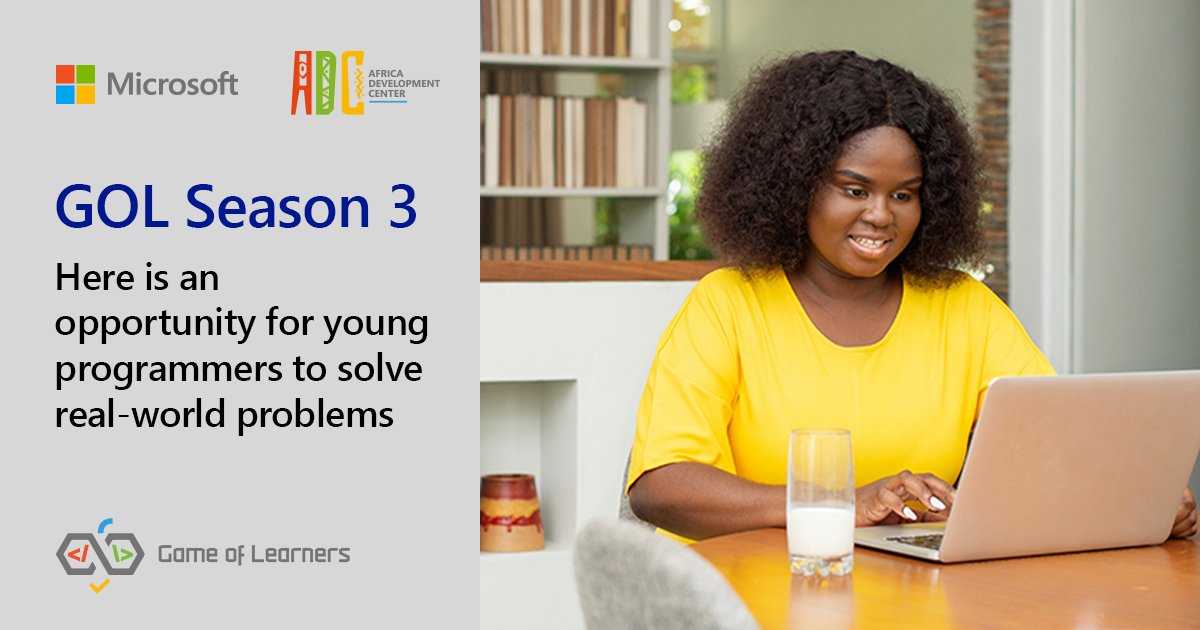 MicrosoftADC's tweet photo. Game of Learners season 3 is officially on! 
The competition aims to upskill African tech students while addressing pressing continental challenges. 
Learn more: https://t.co/IY4rcfw9zl 

#GOLSeason3 #MicrosoftADC https://t.co/cq9xQ71Pf3