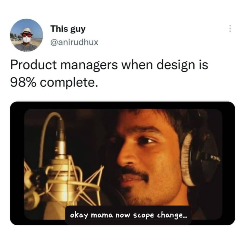 That last minute change in the design scope 😅
Can we please add this new button &amp; color &amp; text &amp; banner &amp;...... which will make customers go crazy?

How many of you have done this? 🤷
All PM's can relate...
#productmanager #product #projectmanager #productdesign