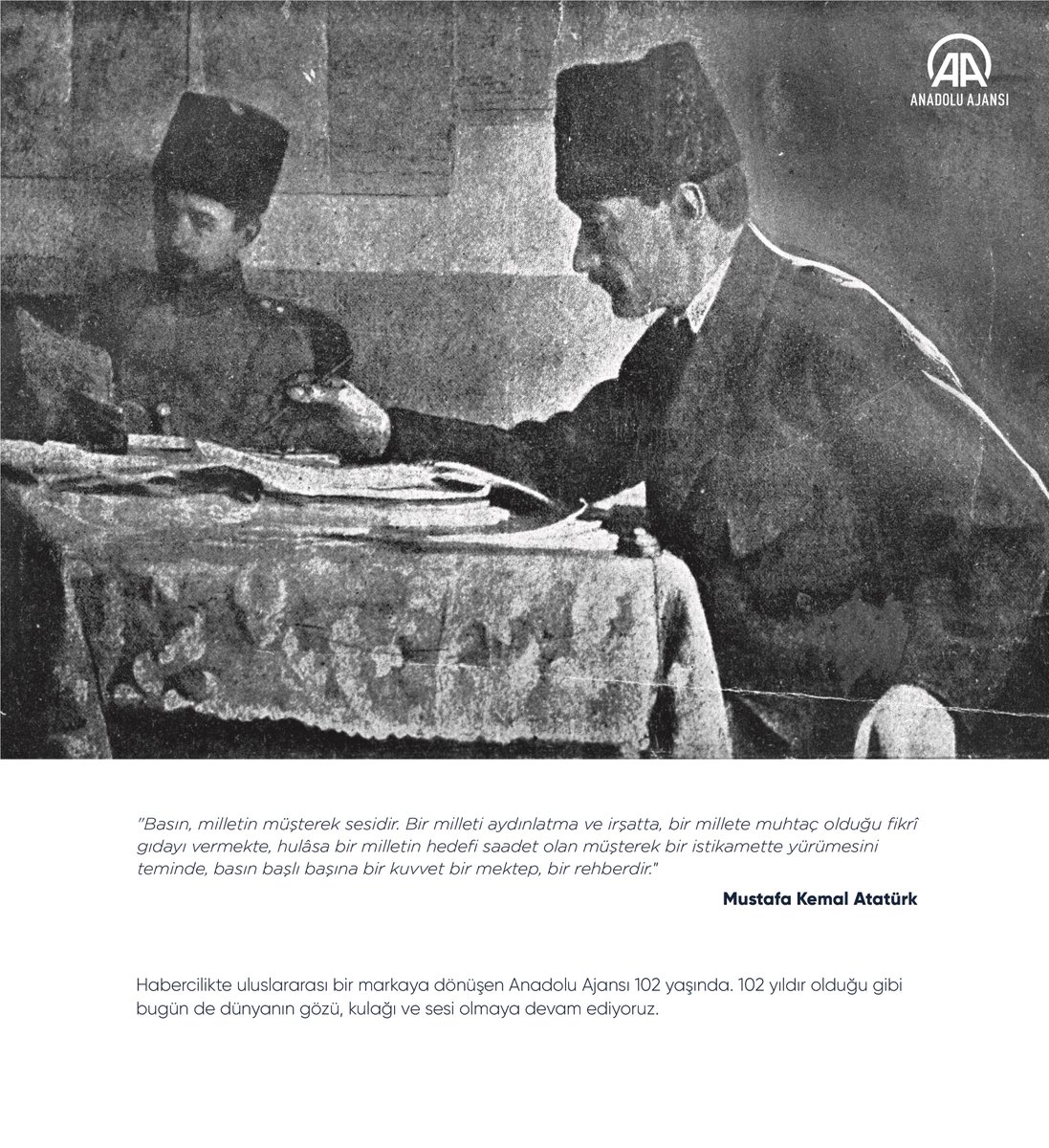 Doğru ve güvenilir habercilikte küresel bir marka olan #AnadoluAjansı 102 yaşında.

#AA102Yaşında 
<a href="/anadoluajansi/">Anadolu Ajansı</a>