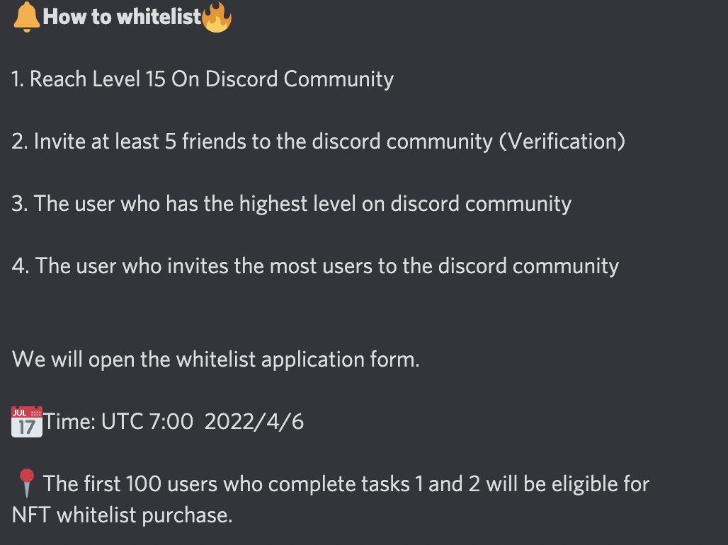 📢Notice📢
🤩The 1st <a href="/TheCybertarClub/">Cyberta.eth</a> WhiteList Event is open! 

👉Please join our Discord: discord.gg/she4Aevvwx and go to channel "how-to-whitelist" to read the rules and fill the form to join.

#Whitelist #Giveaway
