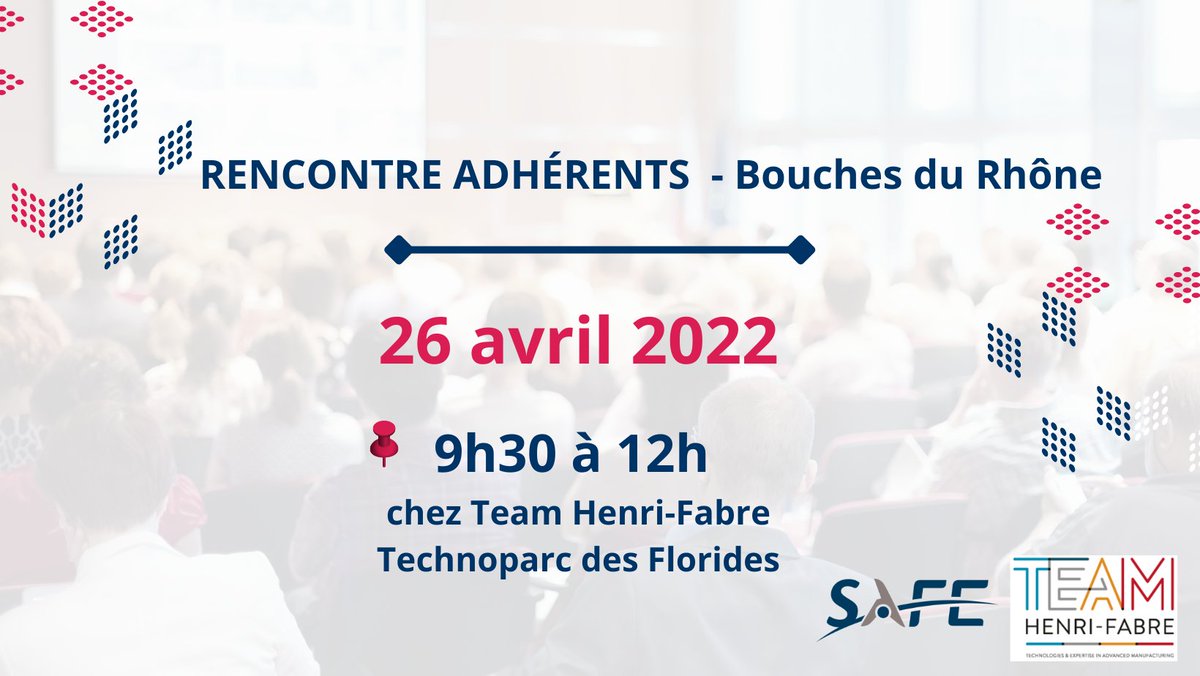 📆 RENCONTRE ADHÉRENT 13
Participez à la rencontre adhérents des Bouches du Rhône organisée par SAFE en partenariat avec <a href="/TEAM_HFABRE/">TEAM Henri-Fabre</a>. 
L'occasion de découvrir les actualités du pôle et échanger durant un temps de networking.

📌PROGRAMME &amp; INSCRIPTION : lnkd.in/gr3dptKs