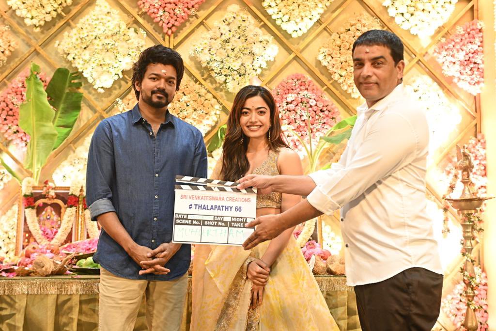 SVC_official's tweet image. Elated to kick start the ambitious
#Thalapathy66 with a Pooja ceremony in Chennai 

@actorvijay @directorvamshi @iamRashmika @MusicThaman @SVC_official @Cinemainmygenes 

#Thalapathy66Launched